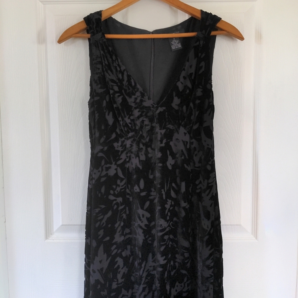 The Limited Black Velvet Sheer Burnout Formal Cocktail Long Dress Maxi Evening